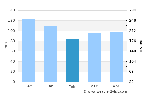 Machias average rain in February