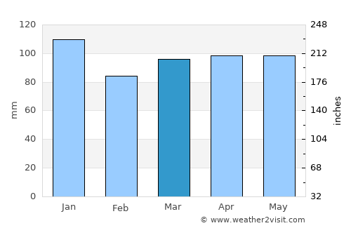 Machias average rain in March