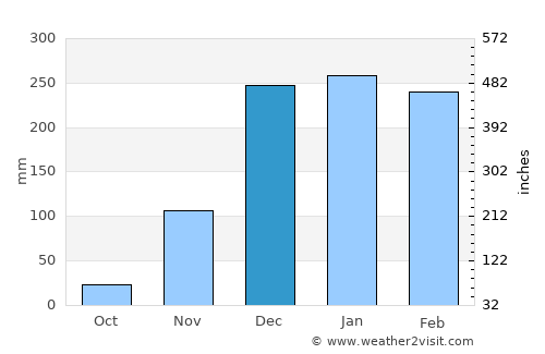Machinga average rain in December