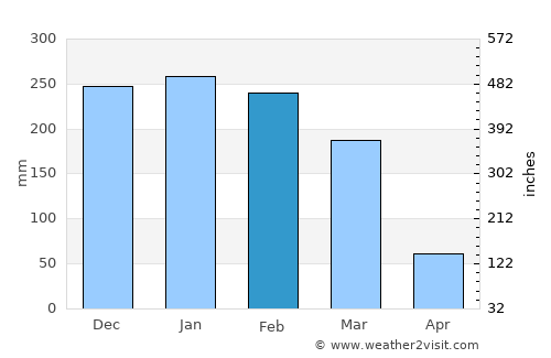 Machinga average rain in February