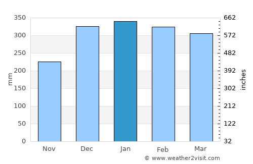 Madette average rain in January