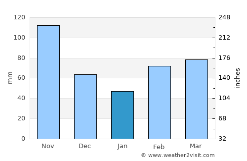 Madrid average rain in January