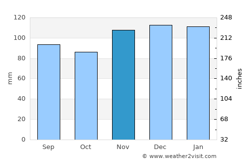 Magnolia average rain in November
