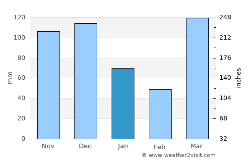 Magomeni average rain in January