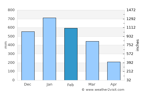 Makassar average rain in February