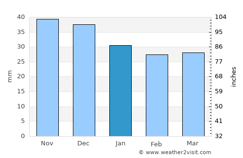 Malaryta average rain in January
