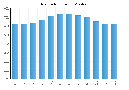 Malmesbury relative humidity averages