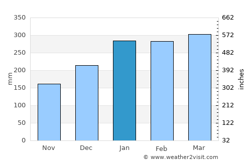 Manakara average rain in January