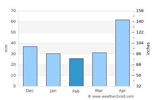 Manatí average rain in February