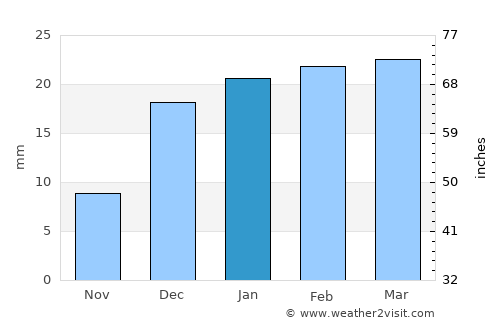 Mandlā average rain in January