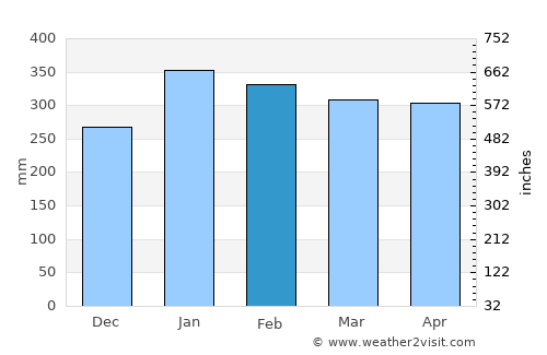 Manicoré average rain in February