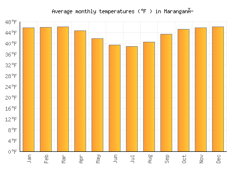 Maranganí average temperature chart (Fahrenheit)
