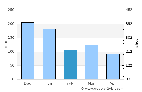 Marechal Floriano average rain in February