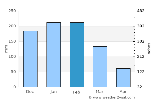 Marília average rain in February