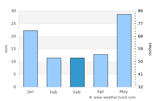 Mascota average rain in February