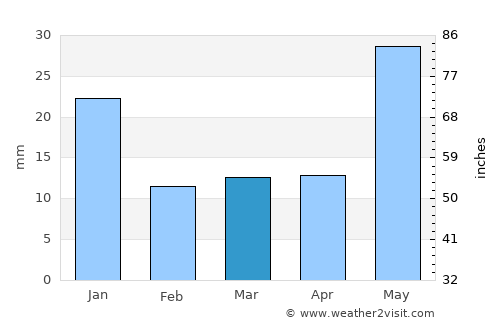 Mascota average rain in March