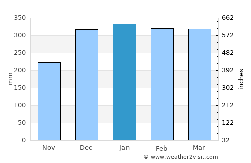 Matumadua average rain in January