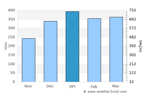 Maubasa average rain in January