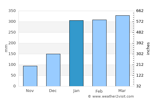 Maués average rain in January