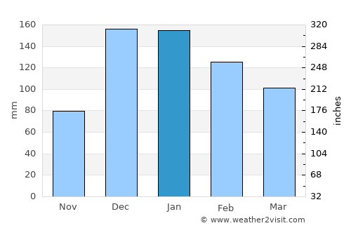 Maxixe average rain in January