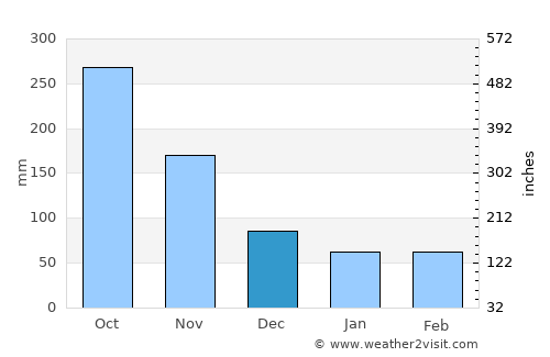 Mayagüez average rain in December