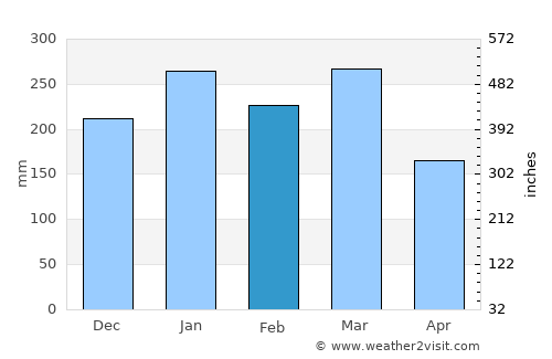 Mbinga average rain in February