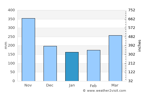 Mbini average rain in January