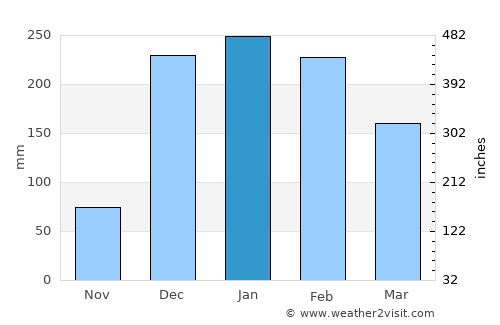 Mchinji average rain in January