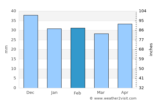 Medgidia average rain in February
