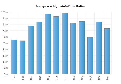 Medina monthly rainfall chart (mm)