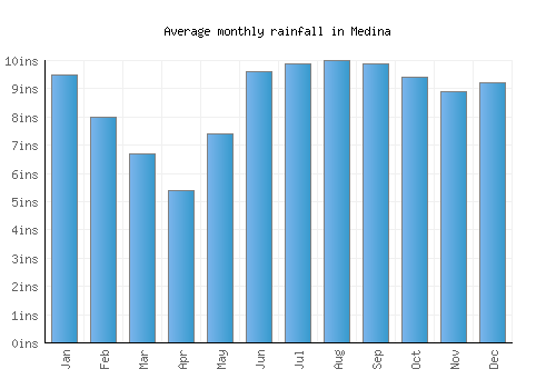 Medina monthly rainfall chart (inches)