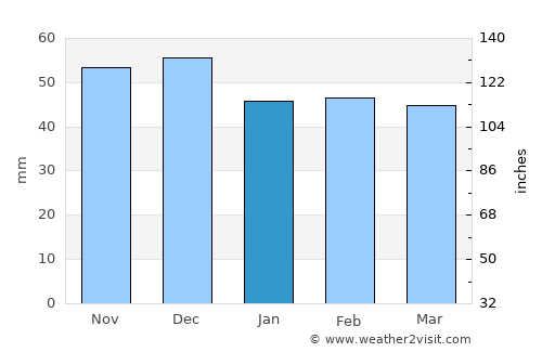 Mehadia average rain in January