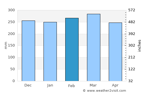 Mendi average rain in February