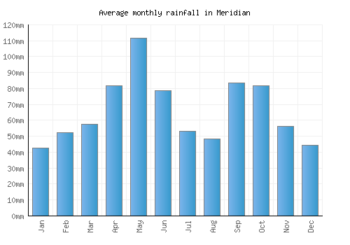 Meridian monthly rainfall chart (mm)