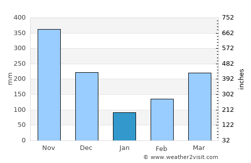 Mesetas average rain in January