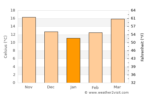 Mexico Beach average temperature in January