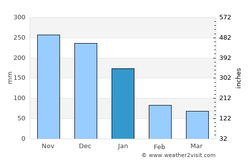 Miaga average rain in January