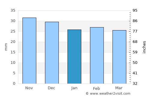 Mihail Eminescu average rain in January