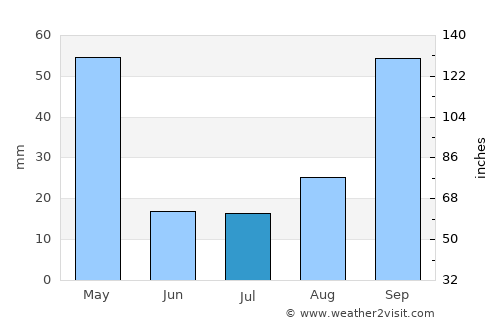 Mineiros average rain in July