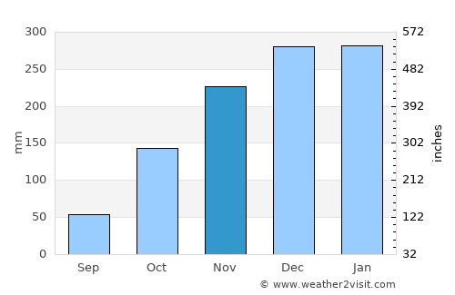 Mineiros average rain in November