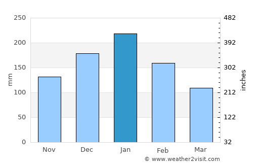 Mineros average rain in January
