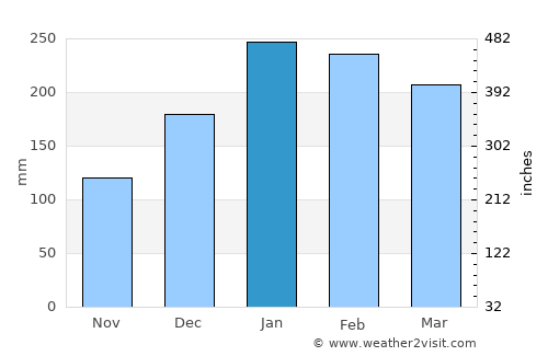 Miracatu average rain in January