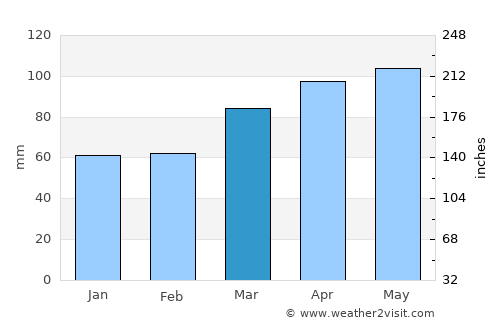 Mirna Peč average rain in March