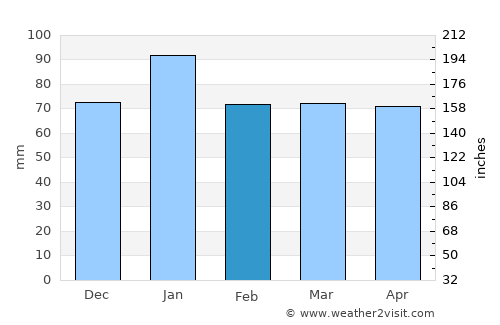 Misawa average rain in February