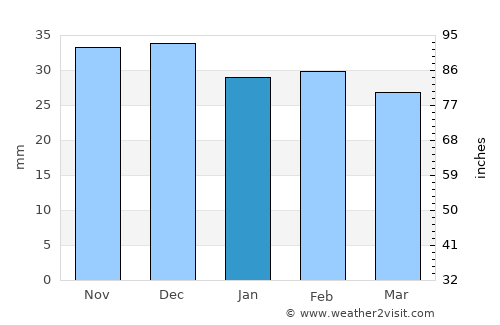Mitoc average rain in January