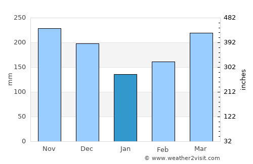 Mitú average rain in January