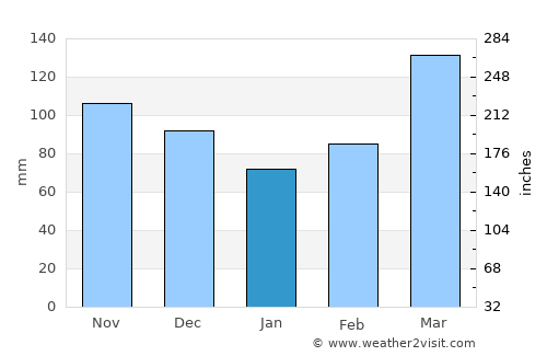 Mlandizi average rain in January