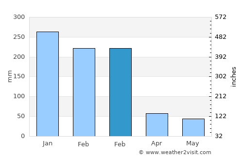 Mococa average rain in February