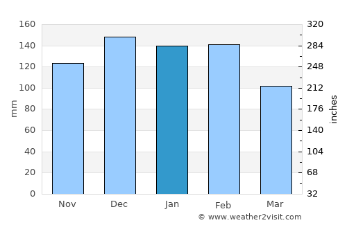Monforte de Lemos average rain in January
