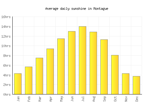 Montague average daily sunshine chart